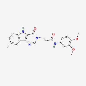 molecular formula C22H22N4O4 B2426473 N-(3,4-dimethoxyphenyl)-3-(8-methyl-4-oxo-4,5-dihydro-3H-pyrimido[5,4-b]indol-3-yl)propanamide CAS No. 1105212-19-8