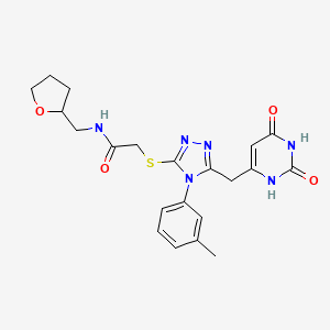 molecular formula C21H24N6O4S B2426476 2-((5-((2,6-dioxo-1,2,3,6-tetrahydropyrimidin-4-yl)methyl)-4-(m-tolyl)-4H-1,2,4-triazol-3-yl)thio)-N-((tetrahydrofuran-2-yl)methyl)acetamide CAS No. 852047-75-7