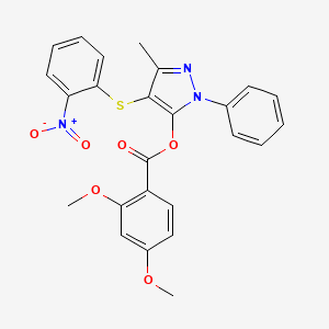 molecular formula C25H21N3O6S B2426477 [5-Methyl-4-(2-nitrophenyl)sulfanyl-2-phenylpyrazol-3-yl] 2,4-dimethoxybenzoate CAS No. 851126-46-0