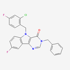 molecular formula C24H16ClF2N3O B2426478 3-benzyl-5-(2-chloro-4-fluorobenzyl)-8-fluoro-3H-pyrimido[5,4-b]indol-4(5H)-one CAS No. 1189375-01-6