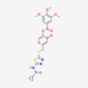6-(((5-(cyclopropanecarboxamido)-1,3,4-thiadiazol-2-yl)thio)methyl)-4-oxo-4H-pyran-3-yl 3,4,5-trimethoxybenzoate