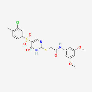 molecular formula C21H20ClN3O6S2 B2426491 2-((5-((3-chloro-4-methylphenyl)sulfonyl)-6-oxo-1,6-dihydropyrimidin-2-yl)thio)-N-(3,5-dimethoxyphenyl)acetamide CAS No. 1223925-95-8