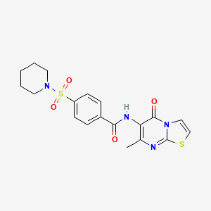 molecular formula C19H20N4O4S2 B2426518 N-(7-甲基-5-氧代-5H-噻唑并[3,2-a]嘧啶-6-基)-4-(哌啶-1-磺酰基)苯甲酰胺 CAS No. 942003-67-0