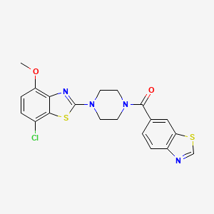 molecular formula C20H17ClN4O2S2 B2426519 苯并[d]噻唑-6-基(4-(7-氯-4-甲氧基苯并[d]噻唑-2-基)哌嗪-1-基)甲酮 CAS No. 886955-45-9