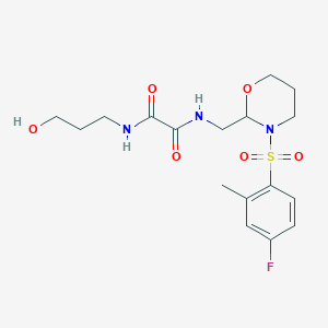 N1-((3-((4-fluoro-2-methylphenyl)sulfonyl)-1,3-oxazinan-2-yl)methyl)-N2-(3-hydroxypropyl)oxalamide