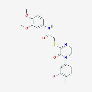 N-(3,4-dimethoxyphenyl)-2-((4-(3-fluoro-4-methylphenyl)-3-oxo-3,4-dihydropyrazin-2-yl)thio)acetamide