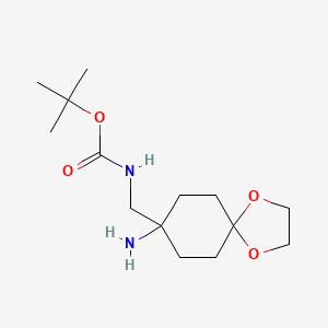 molecular formula C14H26N2O4 B2426548 tert-butylN-({8-amino-1,4-dioxaspiro[4.5]decan-8-yl}methyl)carbamate CAS No. 2416230-02-7