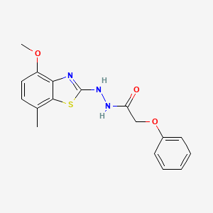 molecular formula C17H17N3O3S B2426588 N'-(4-甲氧基-7-甲基-1,3-苯并噻唑-2-基)-2-苯氧基乙酰肼 CAS No. 851987-89-8