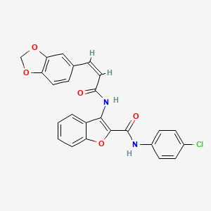 (Z)-3-(3-(benzo[d][1,3]dioxol-5-yl)acrylamido)-N-(4-chlorophenyl)benzofuran-2-carboxamide