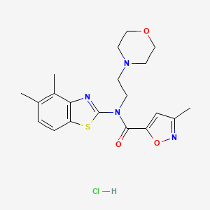 molecular formula C20H25ClN4O3S B2426600 N-(4,5-二甲基苯并[d]噻唑-2-基)-3-甲基-N-(2-吗啉乙基)异恶唑-5-甲酰胺盐酸盐 CAS No. 1189657-71-3