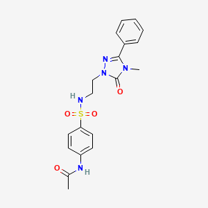 molecular formula C19H21N5O4S B2426619 N-(4-(N-(2-(4-methyl-5-oxo-3-phenyl-4,5-dihydro-1H-1,2,4-triazol-1-yl)ethyl)sulfamoyl)phenyl)acetamide CAS No. 1203063-90-4