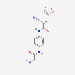 molecular formula C18H18N4O3 B2426621 2-cyano-N-{4-[2-(dimethylamino)acetamido]phenyl}-3-(furan-2-yl)prop-2-enamide CAS No. 1428117-59-2