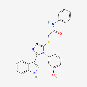 molecular formula C25H21N5O2S B2426623 2-((5-(1H-indol-3-yl)-4-(3-methoxyphenyl)-4H-1,2,4-triazol-3-yl)thio)-N-phenylacetamide CAS No. 946206-00-4