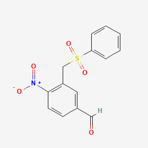 molecular formula C14H11NO5S B2426625 4-Nitro-3-[(phenylsulfonyl)methyl]benzenecarbaldehyde CAS No. 339276-48-1