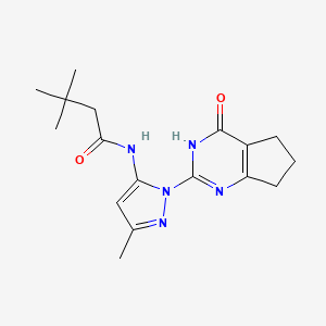 3,3-dimethyl-N-(3-methyl-1-(4-oxo-4,5,6,7-tetrahydro-3H-cyclopenta[d]pyrimidin-2-yl)-1H-pyrazol-5-yl)butanamide
