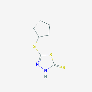 molecular formula C7H10N2S3 B2426635 5-(Cyclopentylsulfanyl)-1,3,4-thiadiazol-2-ylhydrosulfide CAS No. 477846-14-3