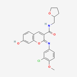(2Z)-2-[(3-chloro-4-methoxyphenyl)imino]-7-hydroxy-N-(tetrahydrofuran-2-ylmethyl)-2H-chromene-3-carboxamide