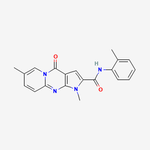 molecular formula C20H18N4O2 B2426644 1,7-dimethyl-4-oxo-N-(o-tolyl)-1,4-dihydropyrido[1,2-a]pyrrolo[2,3-d]pyrimidine-2-carboxamide CAS No. 946259-23-0