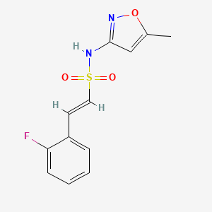 molecular formula C12H11FN2O3S B2426651 (E)-2-(2-Fluorophenyl)-N-(5-methyl-1,2-oxazol-3-yl)ethenesulfonamide CAS No. 2249694-92-4