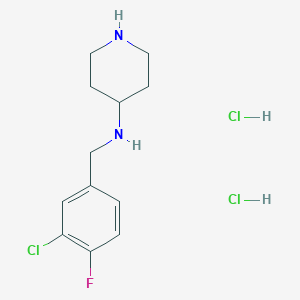 molecular formula C12H18Cl3FN2 B2426662 N-(3-氯-4-氟苄基)哌啶-4-胺二盐酸盐 CAS No. 1349717-73-2
