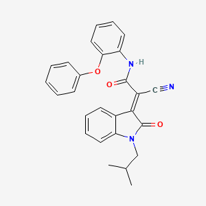 (2E)-2-Cyano-2-[1-(2-methylpropyl)-2-oxoindol-3-ylidene]-N-(2-phenoxyphenyl)acetamide