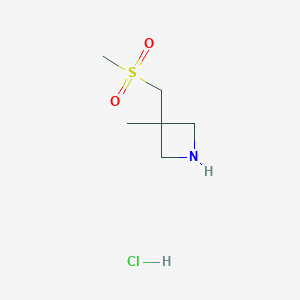 molecular formula C6H14ClNO2S B2426667 3-Methyl-3-(methylsulfonylmethyl)azetidine;hydrochloride CAS No. 2361634-25-3