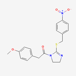 2-(4-Methoxyphenyl)-1-[2-[(4-nitrophenyl)methylsulfanyl]-4,5-dihydroimidazol-1-yl]ethanone