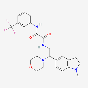 molecular formula C24H27F3N4O3 B2426676 N1-(2-(1-methylindolin-5-yl)-2-morpholinoethyl)-N2-(3-(trifluoromethyl)phenyl)oxalamide CAS No. 921924-77-8