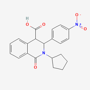 2-Cyclopentyl-3-(4-nitrophenyl)-1-oxo-1,2,3,4-tetrahydro-4-isoquinolinecarboxylic acid