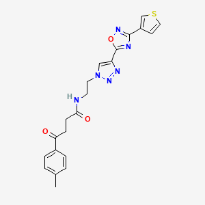 molecular formula C21H20N6O3S B2426685 4-oxo-N-(2-(4-(3-(thiophen-3-yl)-1,2,4-oxadiazol-5-yl)-1H-1,2,3-triazol-1-yl)ethyl)-4-(p-tolyl)butanamide CAS No. 2034590-58-2