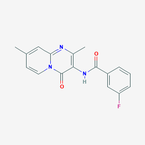 molecular formula C17H14FN3O2 B2426705 N-(2,8-dimethyl-4-oxo-4H-pyrido[1,2-a]pyrimidin-3-yl)-3-fluorobenzamide CAS No. 946381-56-2