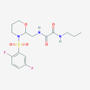 molecular formula C16H21F2N3O5S B2426710 N1-((3-((2,5-difluorophenyl)sulfonyl)-1,3-oxazinan-2-yl)methyl)-N2-propyloxalamide CAS No. 872976-50-6