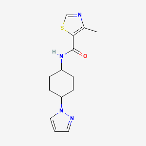 molecular formula C14H18N4OS B2426715 4-methyl-N-[4-(1H-pyrazol-1-yl)cyclohexyl]-1,3-thiazole-5-carboxamide CAS No. 2097889-38-6