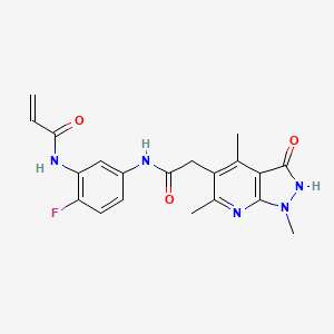 molecular formula C20H20FN5O3 B2426729 N-[2-Fluoro-5-[[2-(1,4,6-trimethyl-3-oxo-2H-pyrazolo[3,4-b]pyridin-5-yl)acetyl]amino]phenyl]prop-2-enamide CAS No. 2200577-88-2