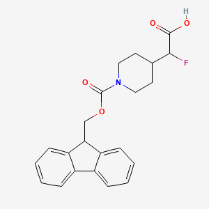 molecular formula C22H22FNO4 B2426730 2-[1-(9H-Fluoren-9-ylmethoxycarbonyl)piperidin-4-yl]-2-fluoroacetic acid CAS No. 2383525-45-7