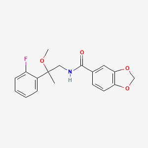 molecular formula C18H18FNO4 B2426732 N-(2-(2-fluorophenyl)-2-methoxypropyl)benzo[d][1,3]dioxole-5-carboxamide CAS No. 1797558-57-6