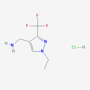 molecular formula C7H11ClF3N3 B2426741 [1-Ethyl-3-(trifluoromethyl)pyrazol-4-yl]methanamine hydrochloride CAS No. 2376726-60-0