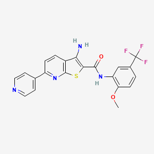 3-amino-N-[2-methoxy-5-(trifluoromethyl)phenyl]-6-pyridin-4-ylthieno[2,3-b]pyridine-2-carboxamide