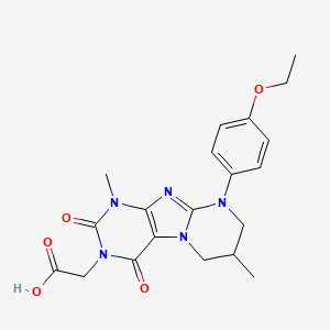 molecular formula C20H23N5O5 B2426744 [9-(4-ethoxyphenyl)-1,7-dimethyl-2,4-dioxo-1,4,6,7,8,9-hexahydropyrimido[2,1-f]purin-3(2H)-yl]acetic acid CAS No. 899727-81-2