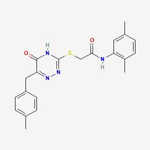 molecular formula C21H22N4O2S B2426747 N-(2,5-dimethylphenyl)-2-{[6-(4-methylbenzyl)-5-oxo-4,5-dihydro-1,2,4-triazin-3-yl]sulfanyl}acetamide CAS No. 898612-15-2