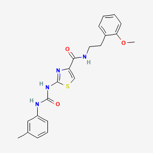 molecular formula C21H22N4O3S B2426754 N-(2-methoxyphenethyl)-2-(3-(m-tolyl)ureido)thiazole-4-carboxamide CAS No. 941988-78-9