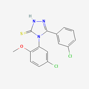 molecular formula C15H11Cl2N3OS B2426770 4-(5-Chloro-2-methoxy-phenyl)-5-(3-chloro-phenyl)-4H-[1,2,4]triazole-3-thiol CAS No. 721916-31-0
