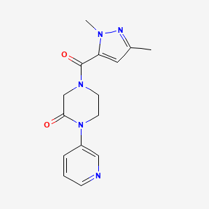 molecular formula C15H17N5O2 B2426782 4-(1,3-dimethyl-1H-pyrazole-5-carbonyl)-1-(pyridin-3-yl)piperazin-2-one CAS No. 2097923-58-3