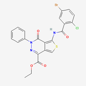 molecular formula C22H15BrClN3O4S B2426785 5-(5-溴-2-氯苯甲酰胺基)-4-氧代-3-苯基-3,4-二氢噻吩并[3,4-d]嘧啶-1-羧酸乙酯 CAS No. 851947-29-0