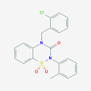 molecular formula C21H17ClN2O3S B2426786 4-(2-chlorobenzyl)-2-(2-methylphenyl)-2H-1,2,4-benzothiadiazin-3(4H)-one 1,1-dioxide CAS No. 941929-58-4
