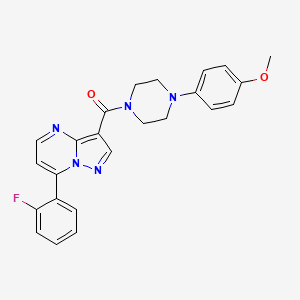 molecular formula C24H22FN5O2 B2426788 (7-(2-氟苯基)吡唑并[1,5-a]嘧啶-3-基)(4-(4-甲氧基苯基)哌嗪-1-基)甲苯酮 CAS No. 1251706-06-5