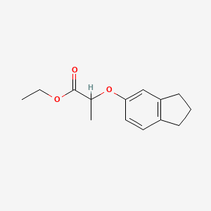 molecular formula C14H18O3 B2426791 ethyl 2-(2,3-dihydro-1H-inden-5-yloxy)propanoate CAS No. 92864-69-2