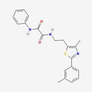 molecular formula C21H21N3O2S B2426799 N-{2-[4-甲基-2-(3-甲基苯基)-1,3-噻唑-5-基]乙基}-N'-苯基乙二酰胺 CAS No. 894018-10-1