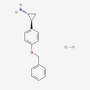 molecular formula C16H18ClNO B2426800 (trans)-2-(4-(Benzyloxy)phenyl)cyclopropanamine hydrochloride CAS No. 1258784-67-6