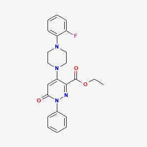 molecular formula C23H23FN4O3 B2426804 Ethyl 4-(4-(2-fluorophenyl)piperazin-1-yl)-6-oxo-1-phenyl-1,6-dihydropyridazine-3-carboxylate CAS No. 923150-71-4